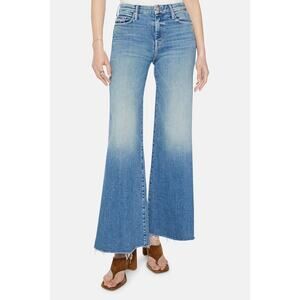 Mother The Roller Fray Work Jeans Riding The Cliffside Mid-Blue Size 31 Altered